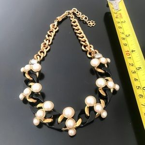 Chunky necklace with Gold, Black, Faux Pearls